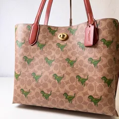 ✨ABランク　 COACH　レキシー　ウィロウ　ターンロック　シグネチャー　トートバッグ　bag　A4　brown　レザー　「5EL」