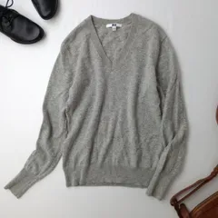 UNIQLO ユニクロ カシミヤVネックセーター ニット M グレー(81E＋9647)25F