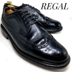 美品】REGALリーガル シボ革 本革 ウィングチップ メダリオン 約26