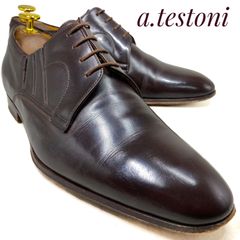 美品❗️a.testoniアテストーニ キャップトゥ オックスフォード黒8½伊