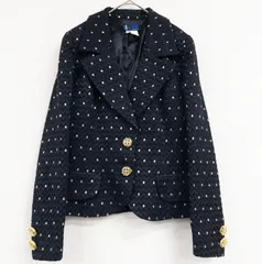 mila schon　ミラショーン　テーラードジャケット　ドット　ラメ　金ボタン　シルク　アセテート　ブラック　イタリア製　レディース　42　b00016