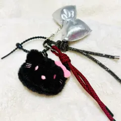 バッグデコレーション ブラック ハローキティ キーホルダー バッグチャーム バッグリング