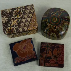 [IM] お土産もの　小物入れ　4点セット　現状品　伝統工芸　民芸品　アボリジナルアート
