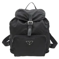 【本物保証】 プラダ PRADA リュックサック バックパック テスート ナイロン ブラック 三角プレート 