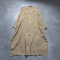 WH128●mizuiro ind：リネンシャツロングジャケット ベージュ 日本製 麻 コート ミズイロインド