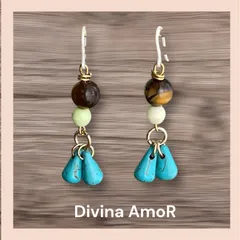 タイガーアイとターコイズの樹脂ピアス