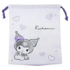 【メール便】クロミ 巾着袋 マチ付き巾着 きんちゃくポーチ モノクロリボン サンリオ カミオジャパン 新学期準備 キャラクター グッズ 