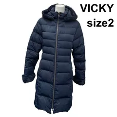 ◆ ビッキー VICKY アウター ダウンコート 長袖 ロング フード ダウン90％ 黒 2 M 9号 レディース K6A004