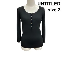 ◆ アンタイトル UNTITLED トップス セーター リブニット 七分袖 ボタン 黒 毛100％ 2 M 9号 レディース B6A001