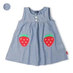 moujonjon いちごモチーフ付ダンガリージャンパースカート　m26300