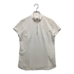 中古 レディース キャロウェイ Callaway 半袖シャツ L 白 ホワイト ハーフジップカットソー 春夏 総柄