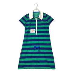 中古 レディース ルコックスポルティフ le coq sportif ワンピース M 青×緑  ブルー×グリーン 半袖ポロ  ボーダー