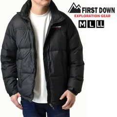 FIRST DOWN EX ダウンジャケット 《06ブラック》新品 未使用 ファーストダウン ダウン90％ 20Dナイロン ミドルボリューム 撥水加工 軽量 アウトドア キャンプ 防寒 暖 アウター 【A7I】ファッション メンズ M L LL 冬