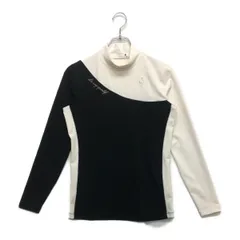 中古 レディース ルコックスポルティフ le coq sportif 長袖シャツ L 黒×白 ブラック×ホワイト モックネック ストレッチ