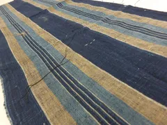 P41445　ざっくりした　縞　木綿　ハギレ　３２ｃｍ×９５ｃｍ　古布古裂　ｋ