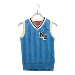 中古 レディース ニューバランスゴルフ New Balance golf ベスト 1(M) 水色 Vネックニット ストライプ