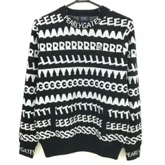 【超美品】パーリーゲイツ セーター ダークネイビー×白 柄ボーダー 裏地付 ウール混 ニット レディース 1(M) ゴルフウェア PEARLY GATES