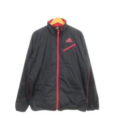 アディダス adidas ウィンドブレーカー L 紺 ネイビー ピンク 長袖 立ち襟 スタンドカラー フルジップアップ /AH14 ■GY61