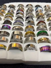 メンズ 指輪 リング 100個 まとめ売り サイズミックス ステンレス アメリカ輸入