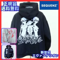☆【SEQUENZ エヴァンゲリオン コラボ ZIPパーカー】長袖☆ 裏起毛 ジップ パーカー アニメ コラボ 刺繍 プリント 綾波レイ 碇シンジ 式波惣流アスカ ストリート ユニセックス ブラック グレー 25570919 新品未使用 正規品 送料無料