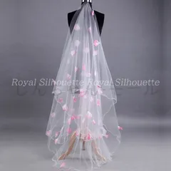 ベール ウェディングベール ホワイト 白 花 フラワー ピンク 結婚式 二次会 パーティー ウェディング 花嫁 プリンセス 森ガール 刺繍 可愛