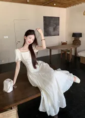 【未使用新品】2025 夏 ロングワンピースワンピース レディース夏ワンピース 半袖 ロングワンピース Aライン 花刺繍　丸ネック サマー ゆっ