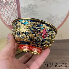 美品】中国伝統工芸 省胎七宝 透胎七宝 盃 酒器 木製台座付き 北京製