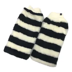 中古 レディース パーリーゲイツ PEARLY GATES レッグウォーマー ホワイト×ネイビー 白×紺 フェイクファー ボーダー 裏フリース