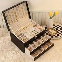 キルティング ジュエリーボックス 収納ケース ブラック Darich 
