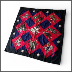 ◆エルメス◆スカーフ カレ90 エルメスカップ パームビーチ 赤黒 シルク 中古