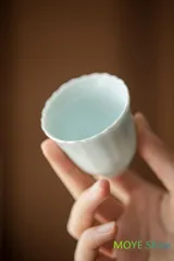 【新品・未使用】中国茶器 陶器 手作り 花型 茶杯 3点セット 中国茶 茶葉 ウーロン茶 烏龍茶