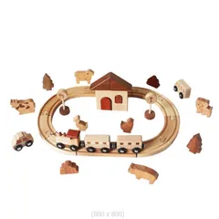 木製 トレインセット 電車とレールと街 のりもの くるま 木のおもちゃ