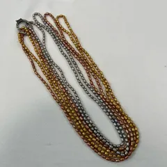 【229100】 本真珠　パール　ネックレス　3本セット ゴールド/グレーブルー系