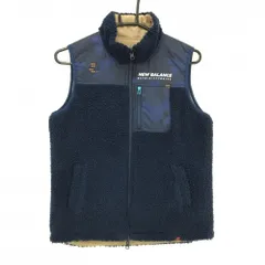 【超美品】ニューバランスゴルフ リバーシブルボアベスト ネイビー×ブルー 裏ベージュ 切替 レディース 1(M) ゴルフウェア New Balance