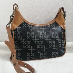 ラシット ショルダーバッグ モノグラム ネイビー 斜め掛け PVC  レザー 総柄 russet