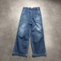 WH141●Johnbull：デニムランチパンツ ZP219●M● 薄いインディゴ ハイウエスト ベイカーワイドパンツ ジョンブル