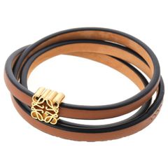 ロエベ/LOEWE アナグラム ツイスト バングル / レザー ブレスレット