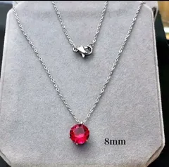 誕生石ネックレス 8㎜ ルビー ステンレスネックレス ステンレスチェーン