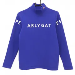 【超美品】パーリーゲイツ 長袖ハイネックシャツ ブルー×白 ビッグロゴ レディース 1(M) ゴルフウェア PEARLY GATES