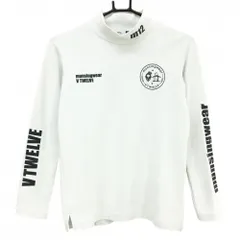マンシングウェア×V12 長袖ハイネックシャツ 白 ロゴダークグレー 裏微起毛 ロゴ レディース S ゴルフウェア Munsingwear