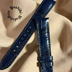 cro-2016  クロコダイル  腕時計ベルト ネイビー (ラグ幅18 mm - バックル幅16 mm)