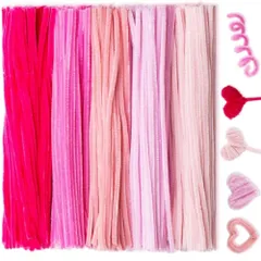 新品 カラフルクラフトモール、約500本、ワイヤーアート、シェニール、スティック、子供知育玩具、クリスマスツリー飾り、DIY飾り物、骨格モール、手芸材料、手作り素材、パイプクリーナー、キッズ、学校、画材 (ピンク)