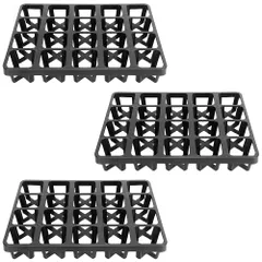 育苗ポットホルダー フラワーラック 3枚セット 多肉植物 家庭菜園 (20ポケット ブラック) [20ポケット ブラック]