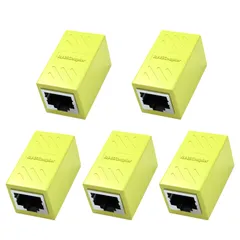 新品 RJ45 LANケーブル用中継コネクタ LpoieJun (5個セット イエロー) RJ45 延長 アダプタギガビット対応 メス-メス ネットワークケーブル イーサネットケーブル Cat7、Cat6、Cat5e、Cat5用のネットワーク端子 (イエロー