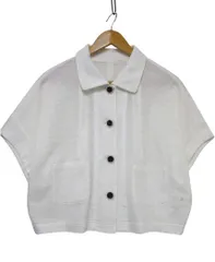 〇【未使用】【日本製】ティービー t.b センソユニコ 薄手の 半袖サマーニットジャケット 鹿の子折のドルマンスリーブ 白ホワイト Lサイズ40 春夏秋用■管理番号L29734SSA26-260110-203（510）のサムネイル