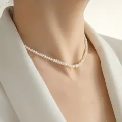 パール ネックレス チョーカー ショート ゴールド バレンタイン プレゼント レディース フェイクパール クラシカル 上品 普段使い オフィス アクセサリー ギフト 彼女へ ホワイトデー 春 大人 トレンド カジュアル 送料無料 即購入OK 最短当日〜翌日発送