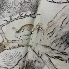 男性着物 羽織 雀 本場大島紬 泥藍染 亀甲絣 正絹 着物 MK-3123