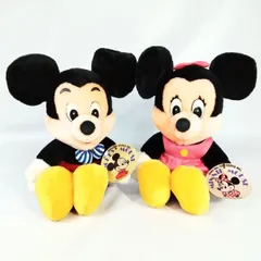 【昭和レトロ　タグ付き】 ディズニー★ 昭和ミッキー& ミニーぬいぐるみ 《NO 01130》