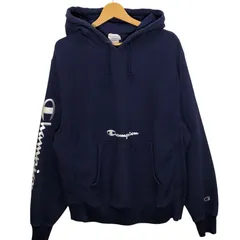 Champion REVERSE WEAVE チャンピオン リバースウィーブ 単色青タグ パーカー フーディー プルオーバー フロント袖刺繍 VIETNAM製 Lサイズ ネイビー