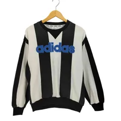 アディダス adidas 80S デサント製 トレフォイルロゴ 前V ロゴ刺繍 ストライプ クルーネック スウェット  メンズ import：L 